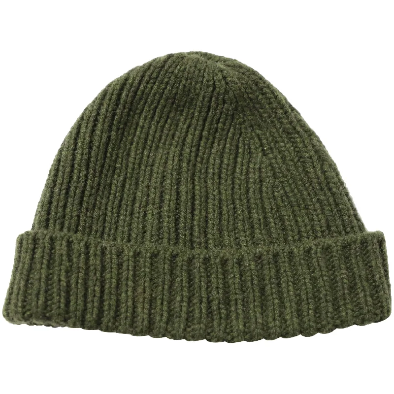 Bottega Veneta Ribbed Beanie in Green Cashmere