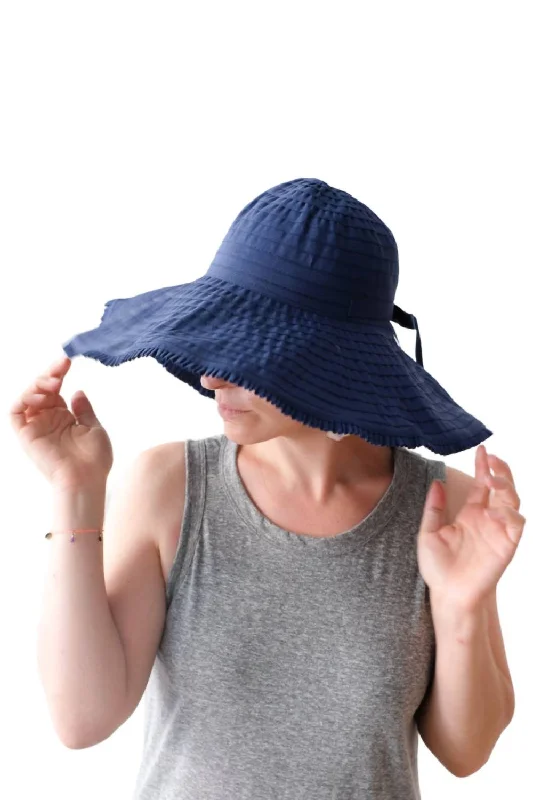 Canvas Packable Sun Hat In Navy