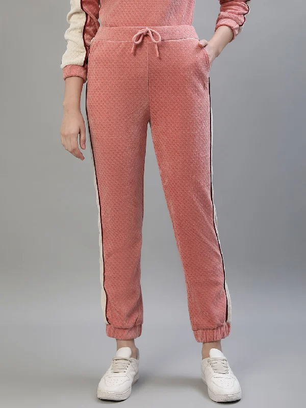 Iconic Women Pink Colorblocked Regular Fit Mid-Rise Trackpant