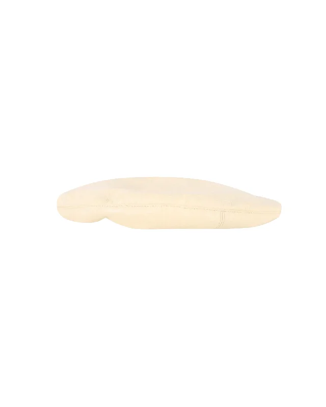 Nanushka Tarone Beret in Cream Vegan Leather