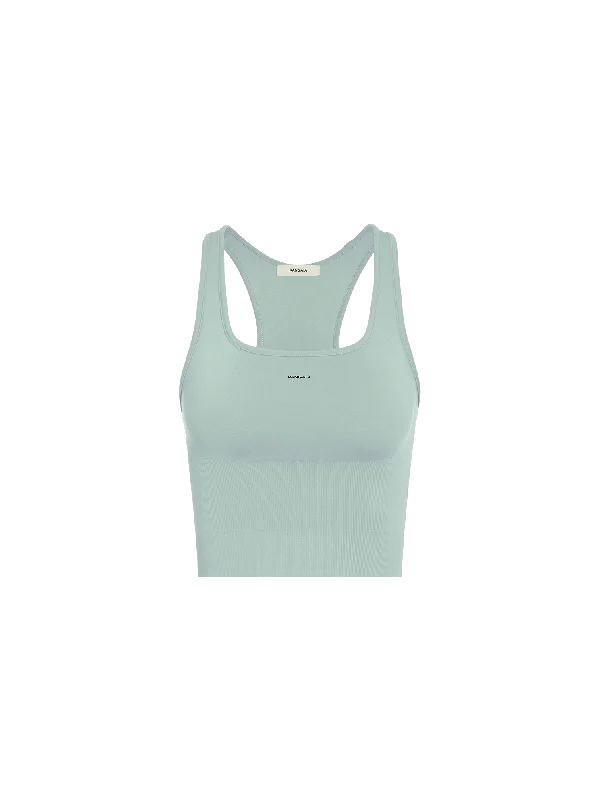 Women's Plant-Stretch Compressive Ribbed Tank Top—Eucalyptus Blue