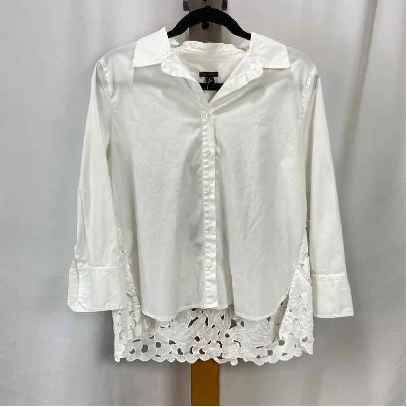 Ann Taylor Women's Size S White Solid Long Sleeve Shirt