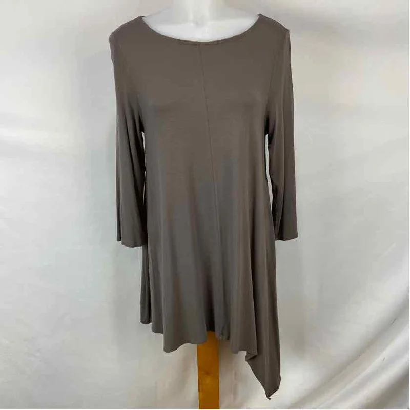 Eileen Fisher Women's Size S Taupe Solid Long Sleeve Shirt