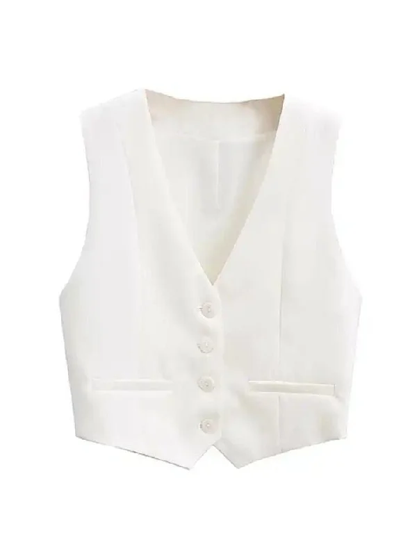 Hubako Statement Vest Tops in White