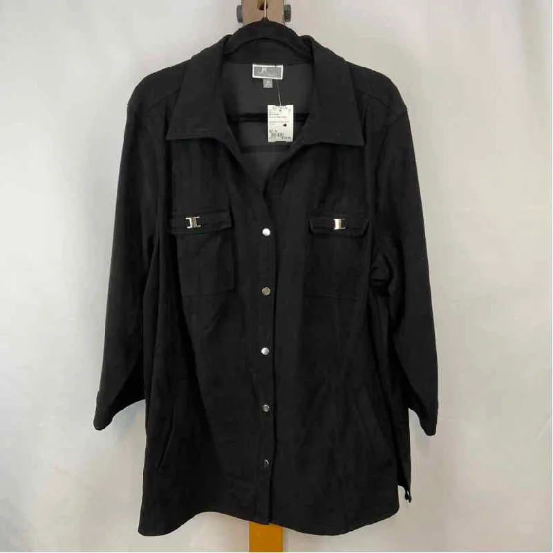 JM Collection Women's Size 3X Black Solid Button-Up