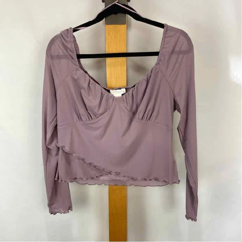 kirious Women's Size XL Lavender Solid Long Sleeve Shirt