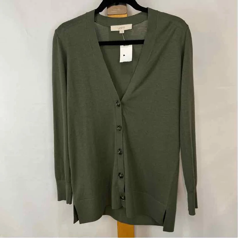 Loft Women's Size M Green Solid Cardigan