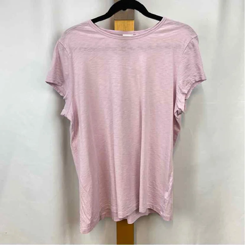 Max Studio Women's Size XL Pink Solid Short Sleeve Shirt