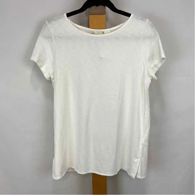 st tropez Women's Size L White Solid Short Sleeve Shirt