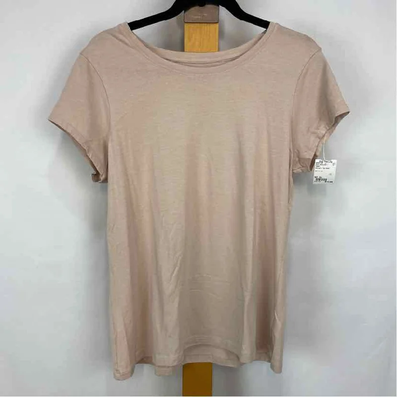 Tahari Women's Size XL Tan Solid Short Sleeve Shirt