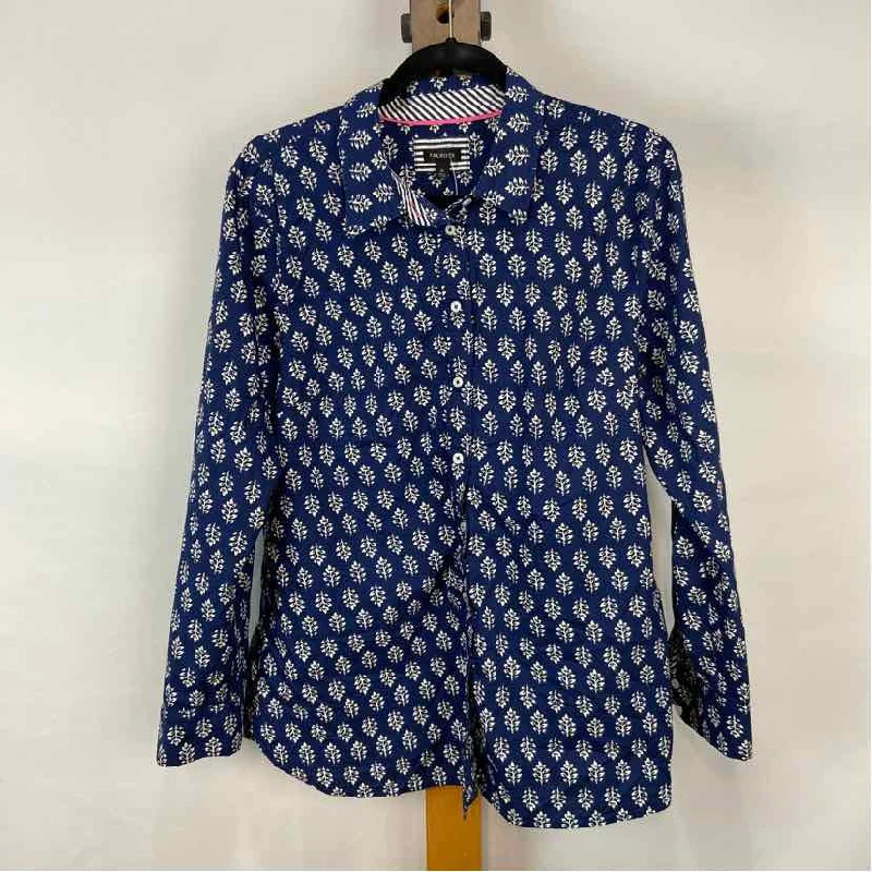 Talbots Women's Size XL Navy Leaf Long Sleeve Shirt