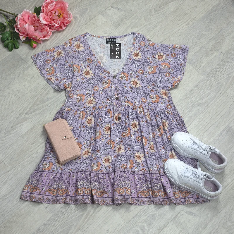 Lavender Floral - Boho Loose Kara Tunic