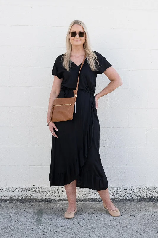 Long Black Olivia Wrap Dress