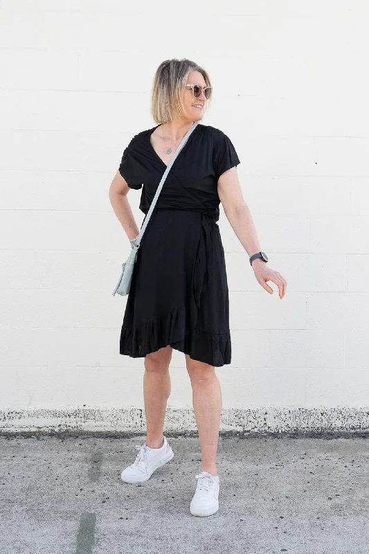 Short Black Olivia Wrap Dress