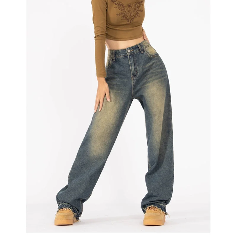 Amy Fashion - Retro Style Wide Leg Demin Jeans