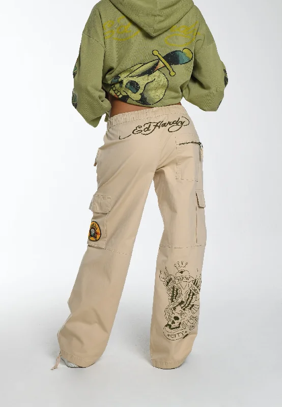 Womens Nyc Badge Cargo Trouser - Beige