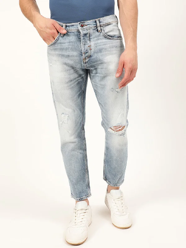 Antony Morato Men Blue Slim Fit Mildly Distressed Heavy Fade Jeans