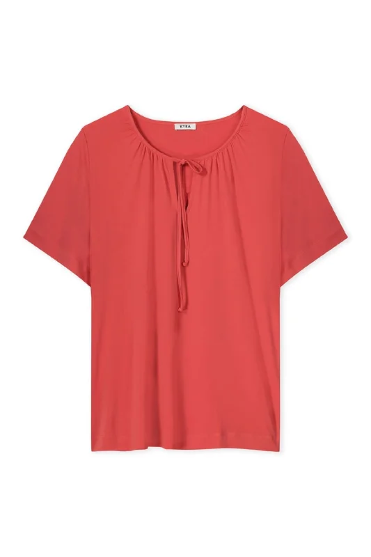 Clasine Flared Sleeve Jersey Top - Rose Red