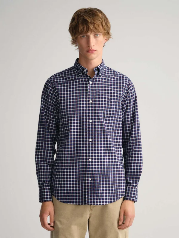 Gant Blue Checked Regular Fit Shirt