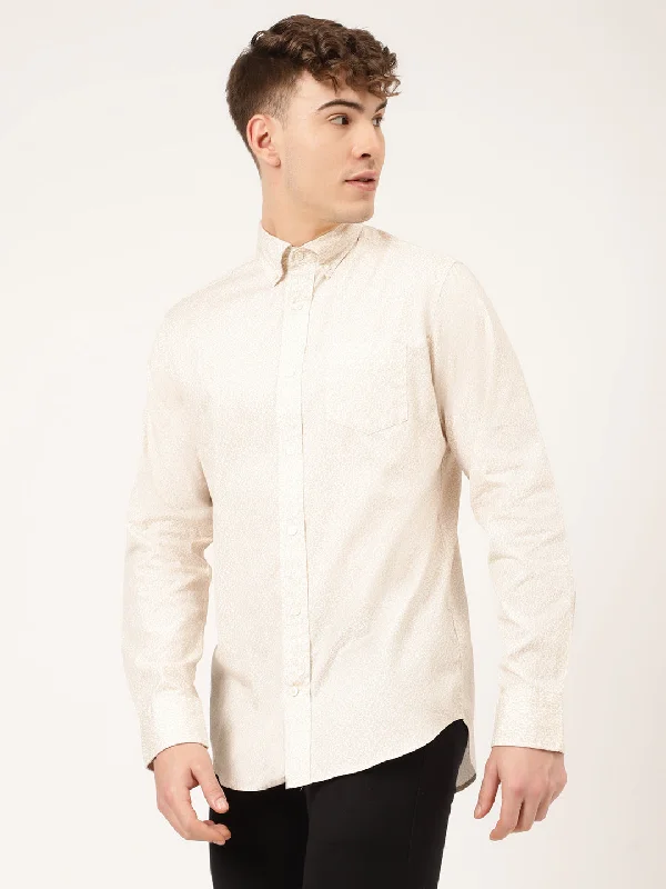 Gant Beige Printed Regular Fit Shirt