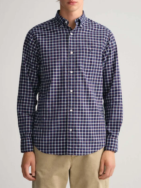 Gant Blue Checked Regular Fit Shirt