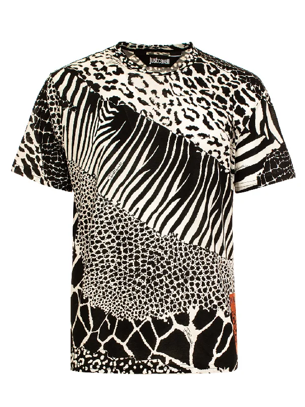 Just Cavalli Black Print Slim Fit T-Shirt