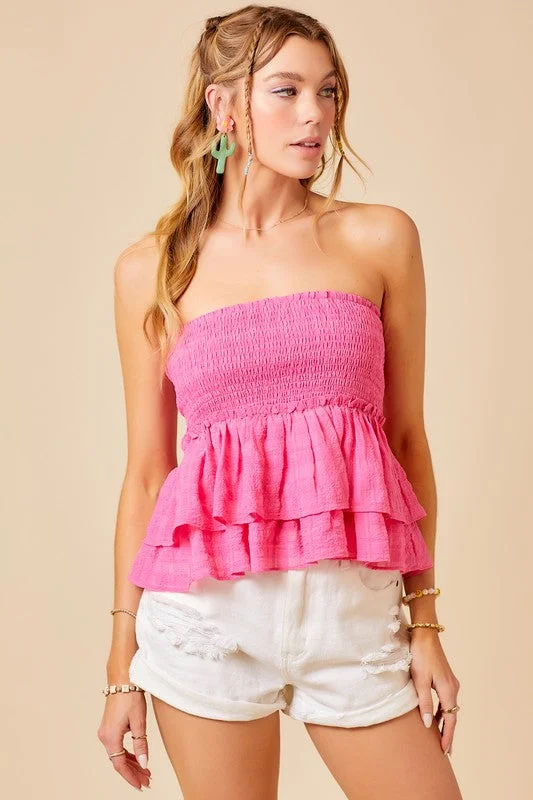 Strapless smocked Top