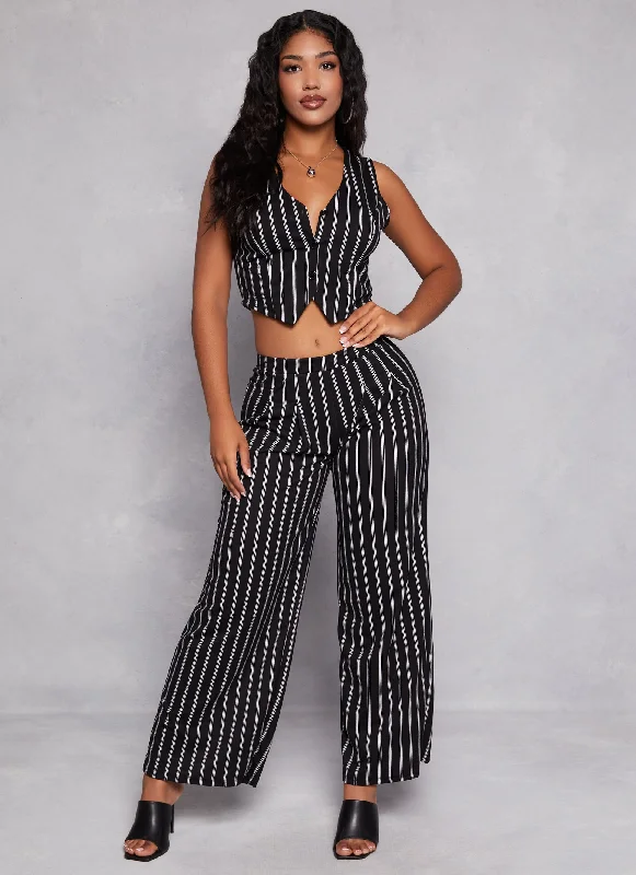 Striped Wide Leg Dress Pants