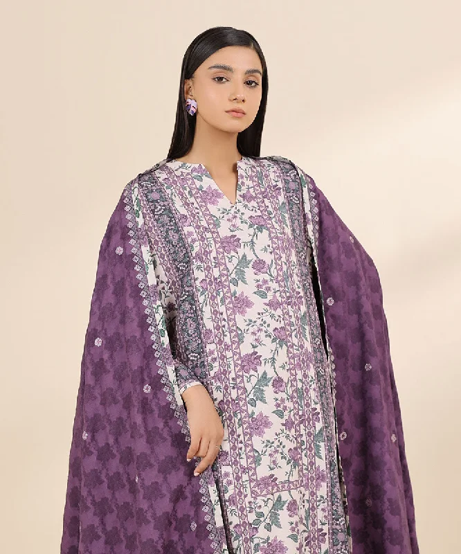 3 Piece - Embroidered Linen Jacquard Suit