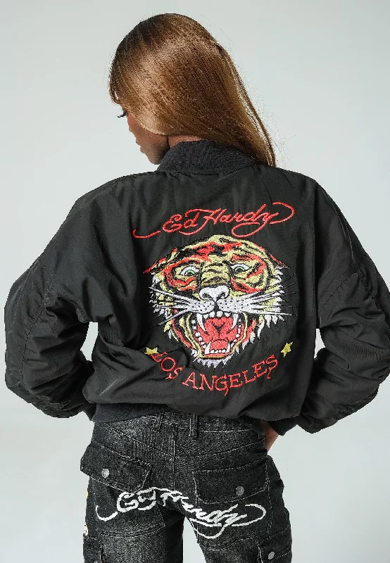 Womens La-Tiger-Roar Bomber Jacket - Black