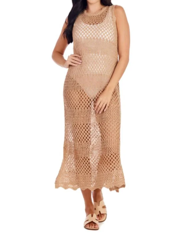 Eldrige Crochet Dress In Beige