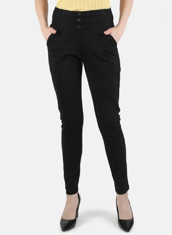 Women Black Plain Jegging