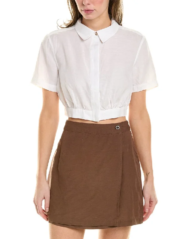 Onia Air Linen-Blend Cropped Shirt