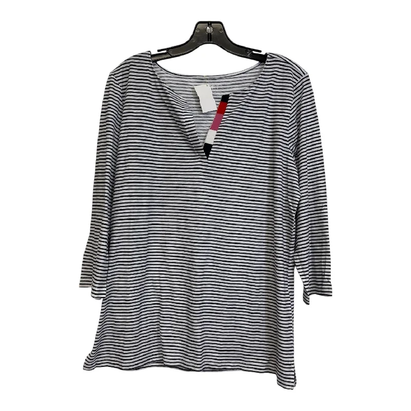 Top 3/4 Sleeve Basic By Loft O In Striped, Size: L