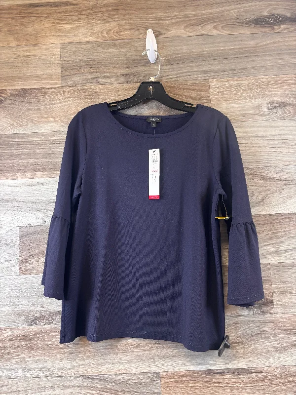 Top 3/4 Sleeve Basic By Talbots In Navy, Size: M