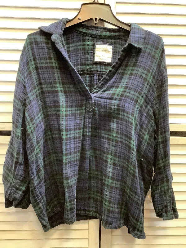 Top Long Sleeve By Sonoma In Plaid Pattern, Size: Xl