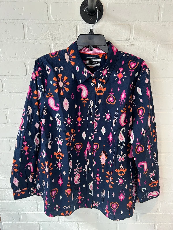 Top Long Sleeve By Talbots In Blue & Pink, Size: Xl