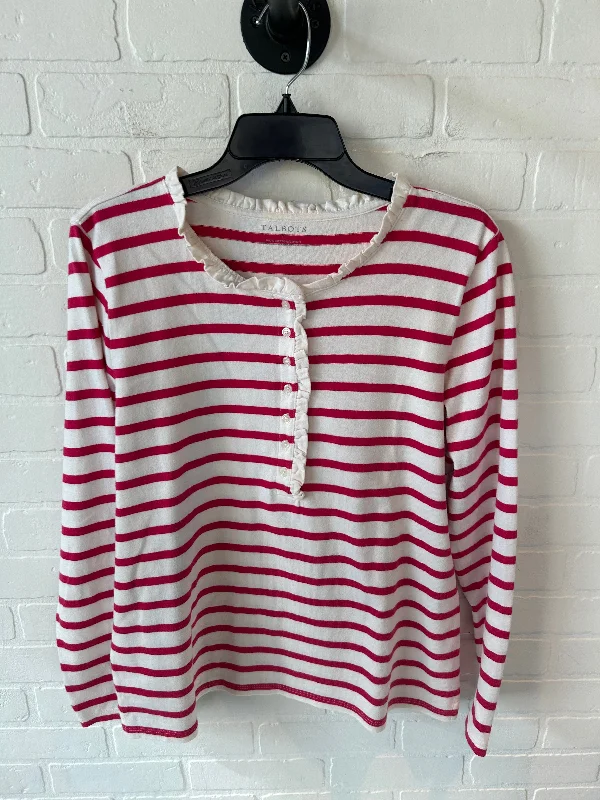 Top Long Sleeve By Talbots In Pink & White, Size: L