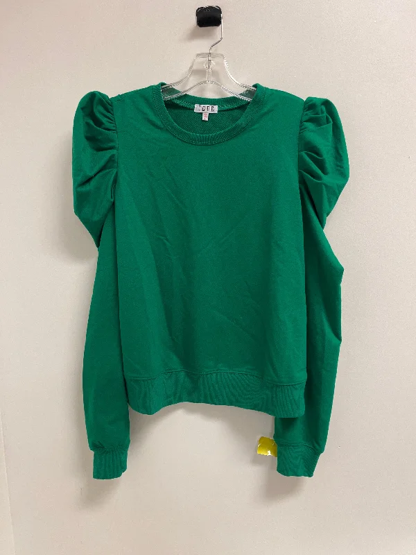 Top Long Sleeve By Tcec In Green, Size: L