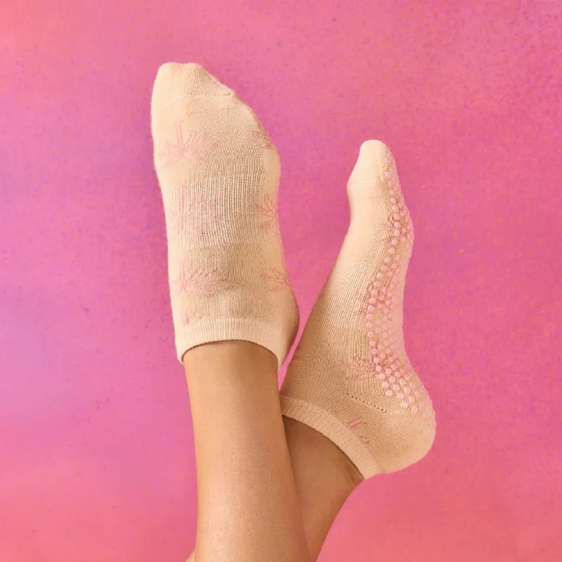 Classic Low Rise Grip Socks - South Beach Palms (Barre / Pilates)