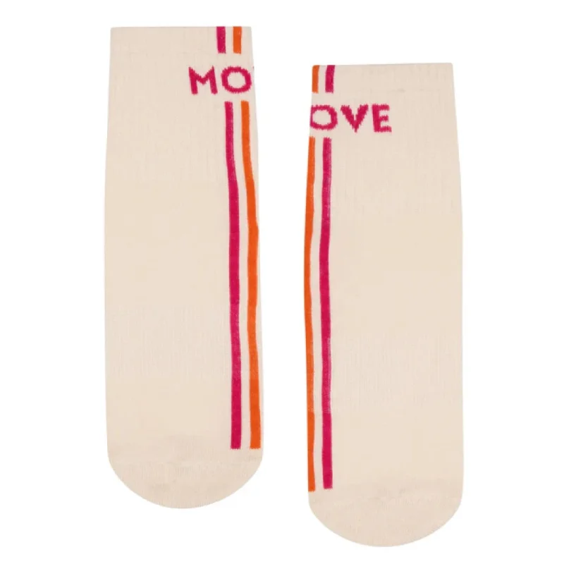 Crew Grip Socks - Pink & Orange Stripes (Barre / Pilates)