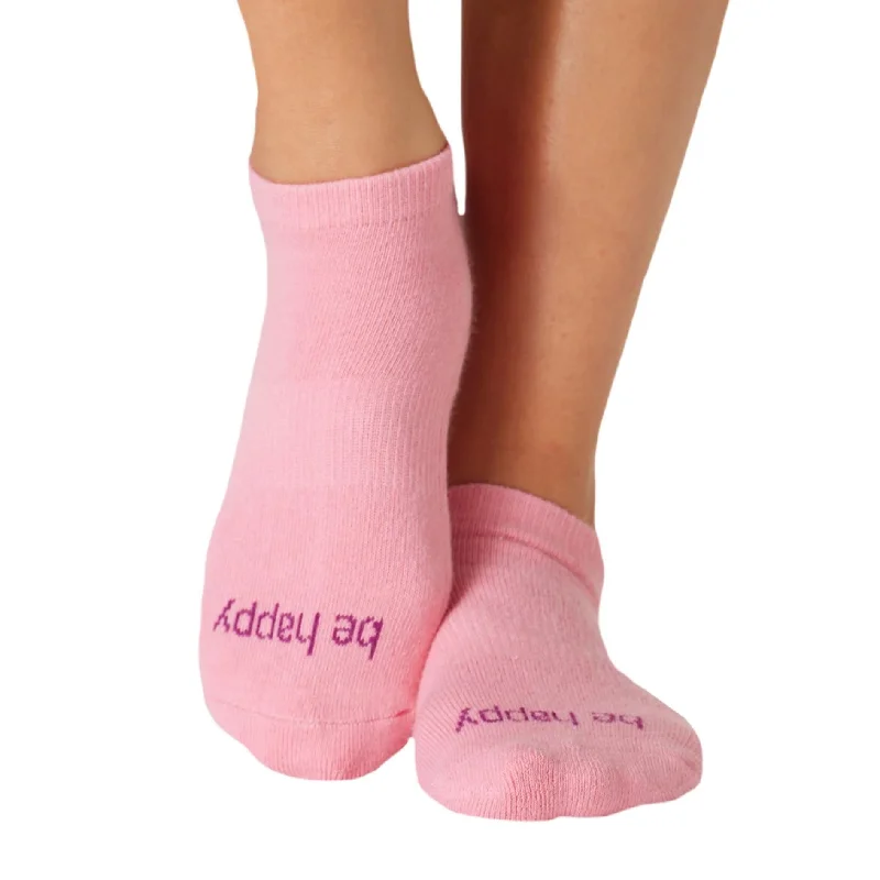 Be Happy - Flamingo/Acai Grip Socks (Barre / Pilates)