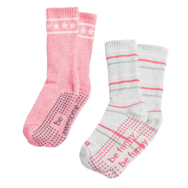 Girls 2 Pack  - Cate Grip Crew Socks (Barre / Pilates)